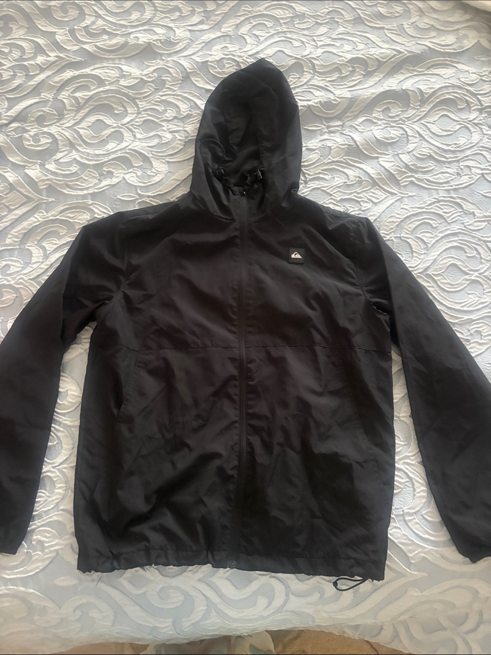 Quiksilver Men's Black Hooded Windbreaker Shell Jacket